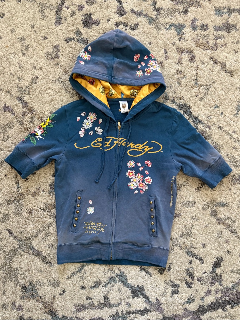 Y2K Ed Hardy Quarter Sleeve Zip Up Hoodie